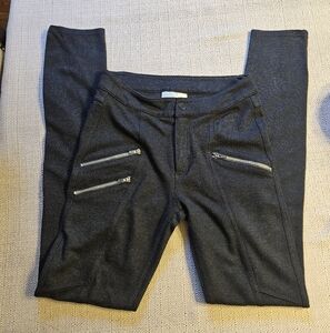 Athleta Ponte Moto Zip Luxe Dark Grey Legging Pants